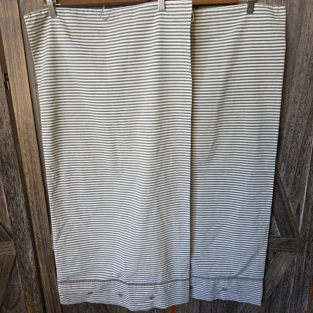 IKEA‎ Pillow Shams Gray & White Stripe Button Closure Pillowcases King Set of 2